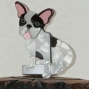 Black and White French Bulldog Toy with Bat-like Ears